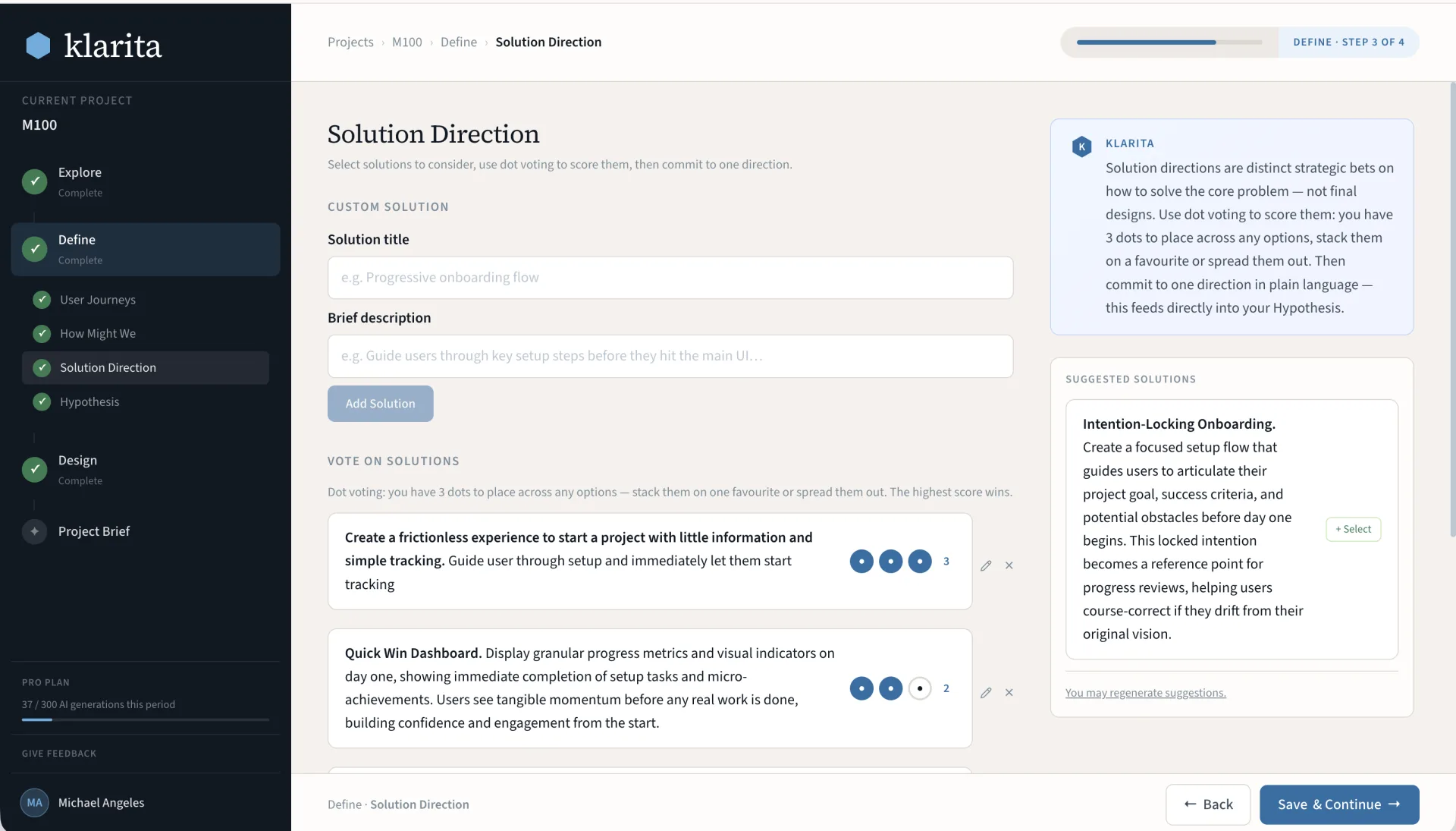 Solution direction with dot voting